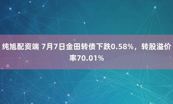 纯旭配资端 7月7日金田转债下跌0.58%，转股溢价率70.01%