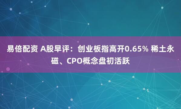易倍配资 A股早评：创业板指高开0.65% 稀土永磁、CPO概念盘初活跃