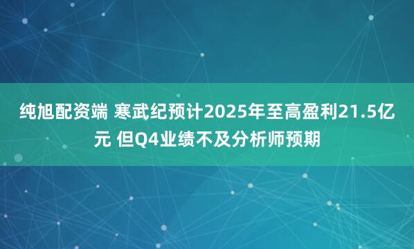 纯旭配资端 寒武纪预计2025年至高盈利21.5亿元 但Q4业绩不及分析师预期